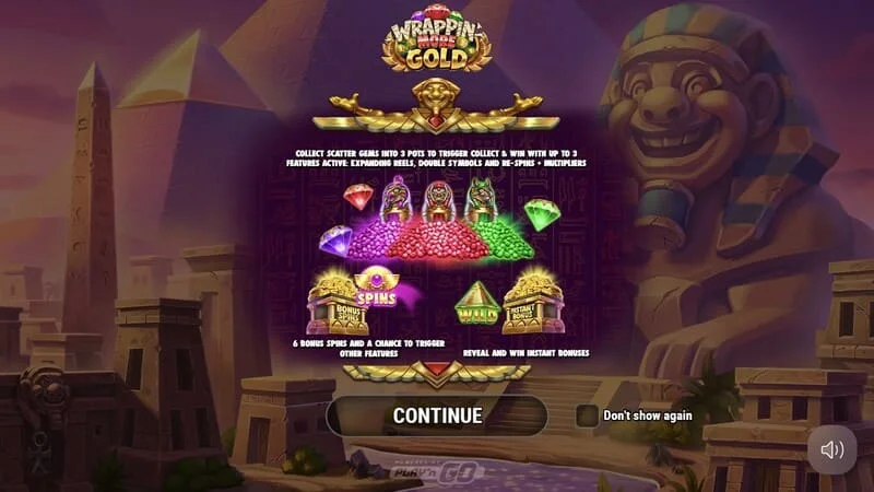 Wrappin' More Gold - hlavní menu s mumií a pyramidami